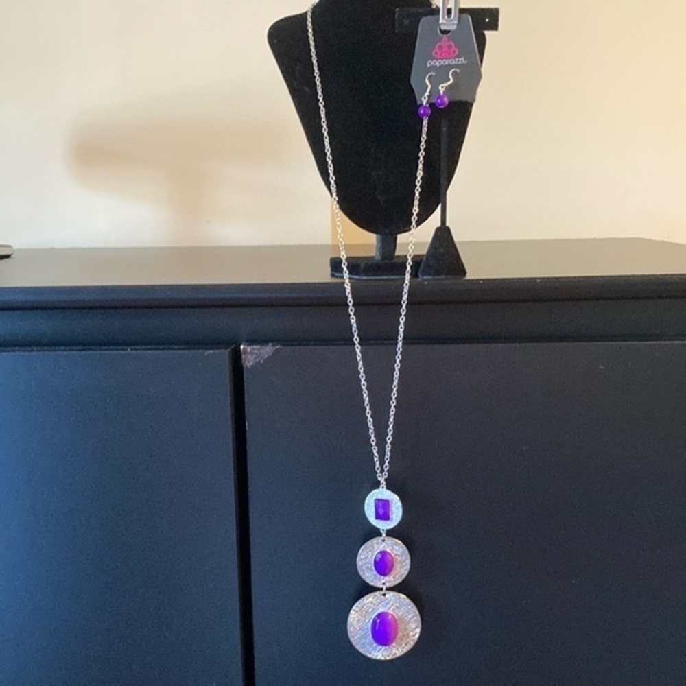 Paparazzi Silver and Purple Dainty Necklace Set